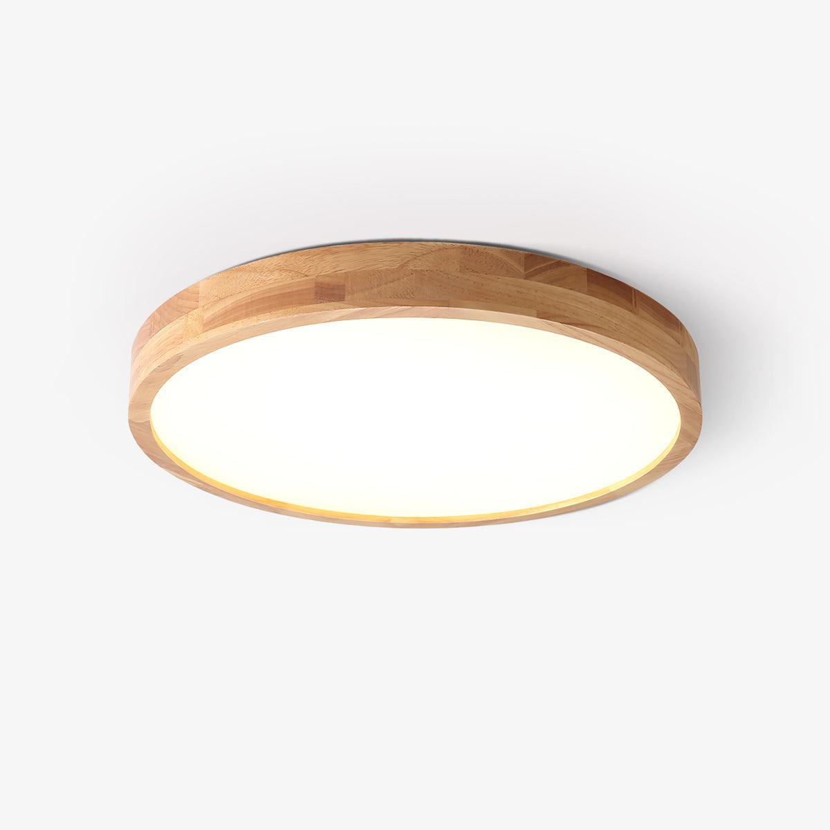 Flush mount ceiling light Nordic round wood LED 18W, 30cm diameter