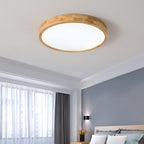 Flush mount ceiling light Nordic round wood LED 18W, 30cm diameter