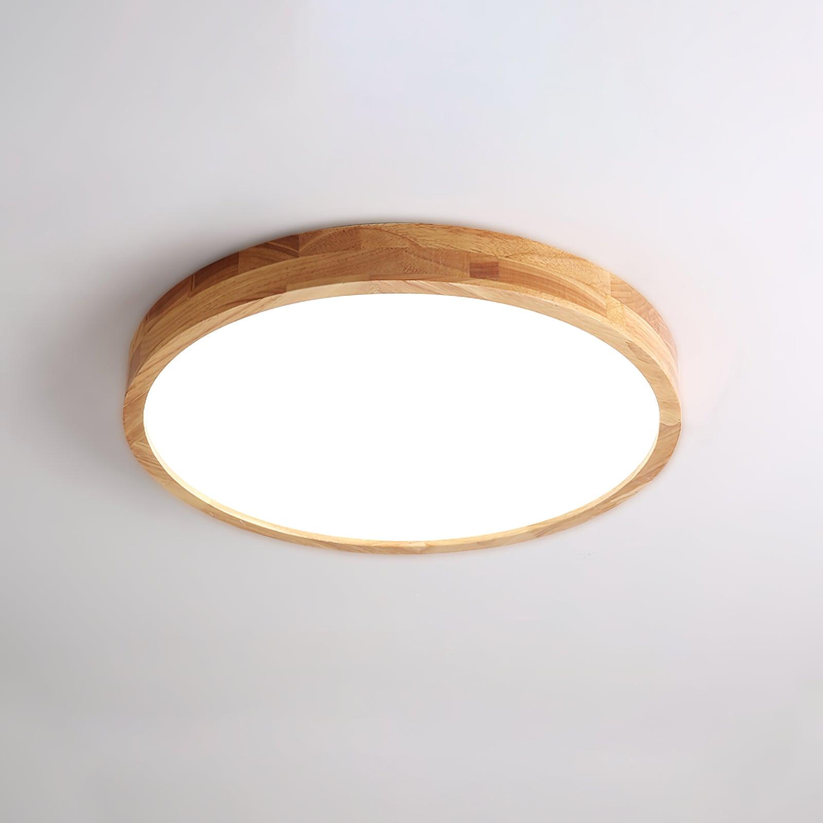 Flush mount ceiling light Nordic round wood LED 18W, 30cm diameter
