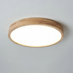 Flush mount ceiling light Nordic round wood LED 18W, 30cm diameter