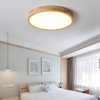 Flush mount ceiling light Nordic round wood LED 18W, 30cm diameter