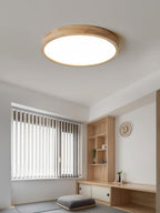 Flush mount ceiling light Nordic round wood LED 18W, 30cm diameter