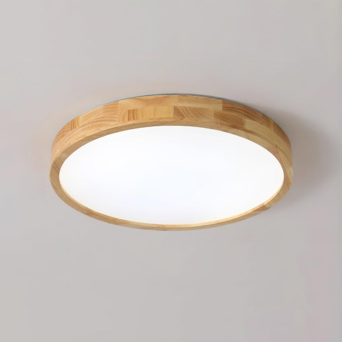 Flush mount ceiling light Nordic round wood LED 18W, 30cm diameter