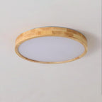 Flush mount ceiling light Nordic round wood LED 18W, 30cm diameter
