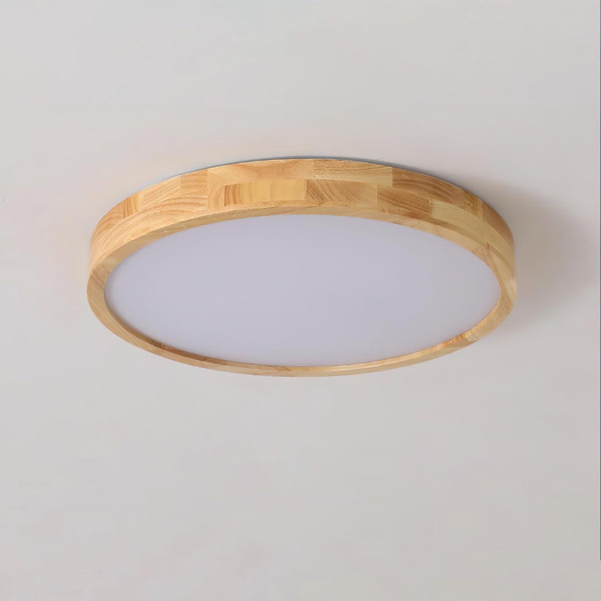 Flush mount ceiling light Nordic round wood LED 18W, 30cm diameter