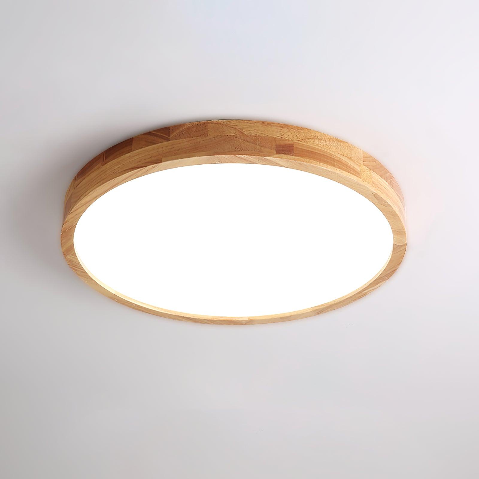 Flush mount ceiling light Nordic round wood LED 18W, 30cm diameter