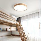 Flush mount ceiling light Nordic round wood LED 18W, 30cm diameter