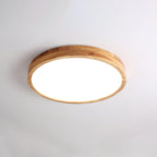 Flush mount ceiling light Nordic round wood LED 18W, 30cm diameter