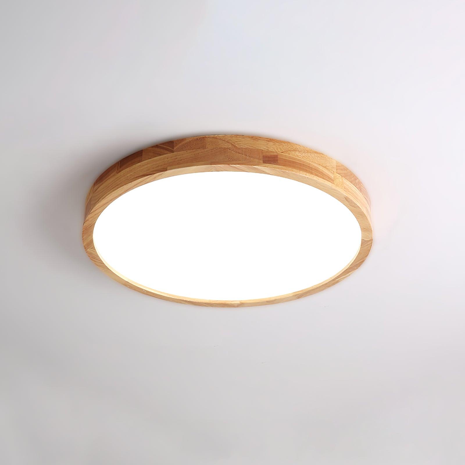 Flush mount ceiling light Nordic round wood LED 18W, 30cm diameter