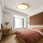 Flush mount ceiling light Nordic round wood LED 18W, 30cm diameter