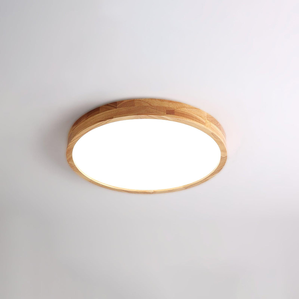Flush mount ceiling light Nordic round wood LED 18W, 30cm diameter