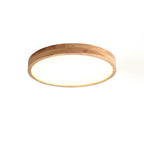Flush mount ceiling light Nordic round wood LED 18W, 30cm diameter