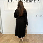 Women reversible pocket coat midi length in beige and black