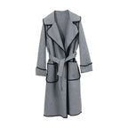Women reversible pocket coat midi length in beige and black