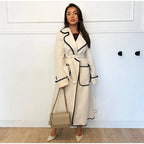 Women reversible pocket coat midi length in beige and black