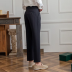Men pleated high waist chino trousers in classic tailored fit