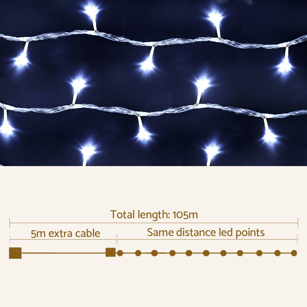 Christmas LED String Lights 100M 500 Cold White LED Bulbs Waterproof