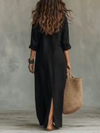 Women's maxi dress with button-down detail and relaxed flowing silhouette