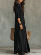 Women's maxi dress with button-down detail and relaxed flowing silhouette