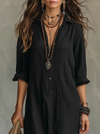 Women's maxi dress with button-down detail and relaxed flowing silhouette