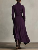 Women's flowy maxi dress with high neckline, available in multiple colors