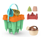 Beach sand castle play set with bucket and molds, outdoor toy for kids ages 3 and up