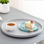 Melamine dinnerware set 16-piece farm style raised edge in gray, black and green