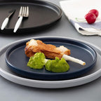 Melamine dinnerware set 16-piece farm style raised edge in gray, black and green