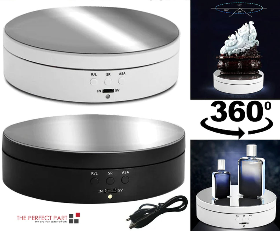 360° electric motorized rotating display stand, USB turntable for photography and jewelry