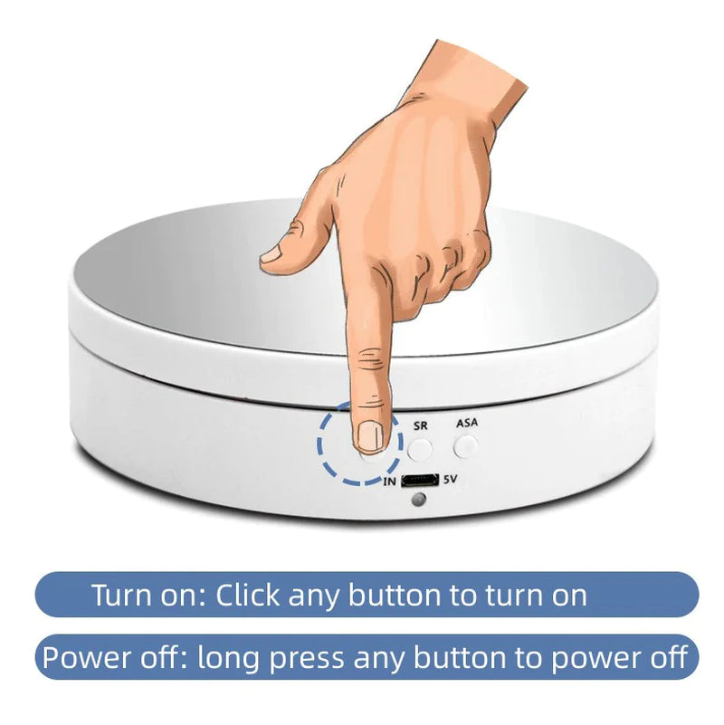 360° electric motorized rotating display stand, USB turntable for photography and jewelry