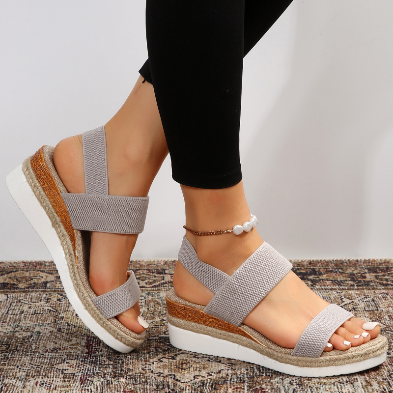 Women platform sandals with elastic straps in multiple colours