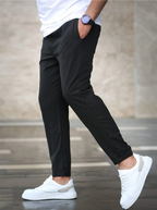 Men's slim fit jogger pants with drawstring waist, casual streetwear style