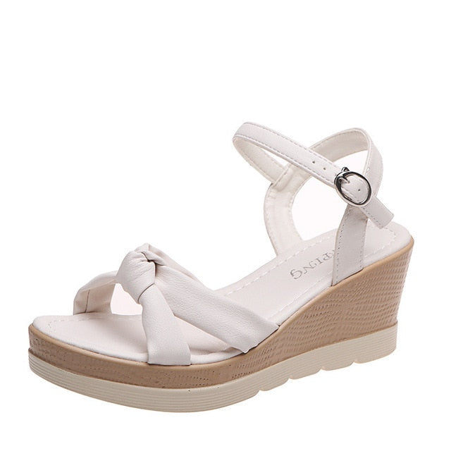 Women Wedge Sandals Cross Strap Open Toe Lightweight Comfort Heel