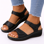 Women's orthopedic sandals with wedge heel and adjustable straps, open toe comfort fit