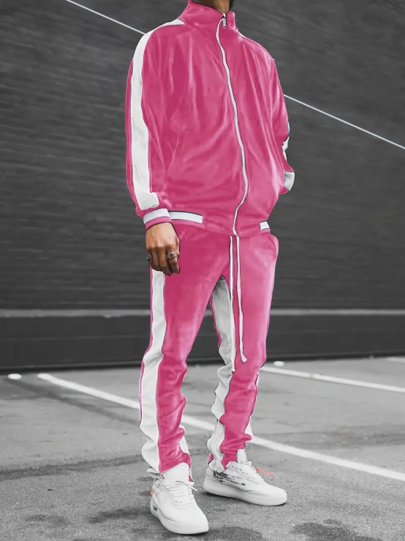 Men's Velvet Tracksuit Set | Full Zip, Soft Comfort | Six Colors