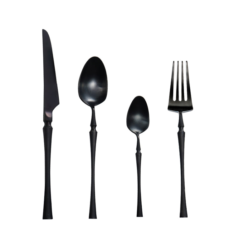 24-piece stainless steel cutlery set with polished finish, dishwasher safe