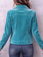 Women vintage wash button front jacket relaxed fit with chest pockets