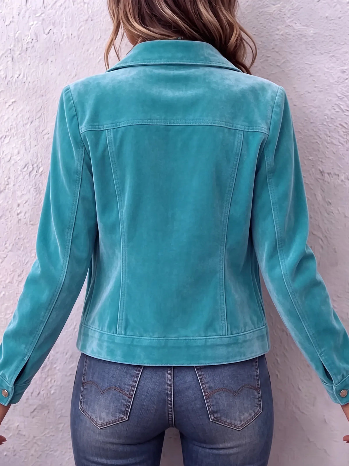 Women vintage wash button front jacket relaxed fit with chest pockets