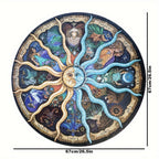 1000-piece round zodiac puzzle featuring all 12 signs, matte finish, 67 cm diameter