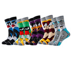 Cartoon socks set with superhero and animated character designs, ankle length