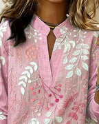 Women's floral blouse with V-neck, lightweight pastel print, spring summer