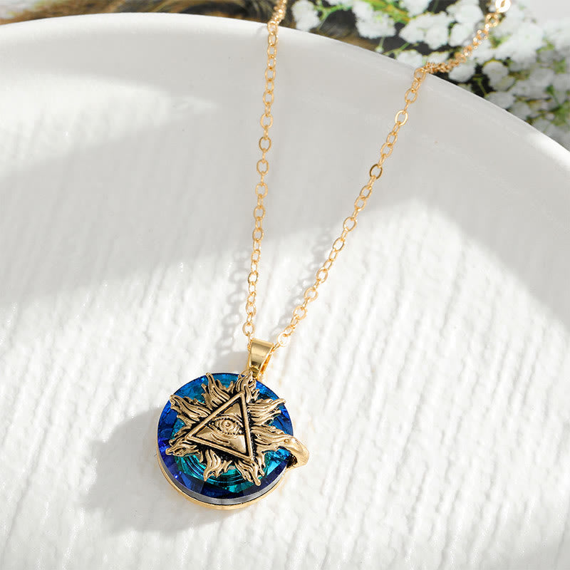 Evil eye necklace women's protection amulet silver with blue accent pendant