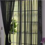 Floral voile curtains set of 2 transparent eyelet panels 200x100cm