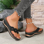 Women's orthopedic sandals with gel sole and wide heel, open toe design