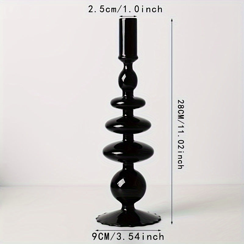Glass candlestick set minimalist lacquered table decor for romantic dinner