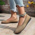 Women breathable knit non-slip sneakers lightweight slip-on casual shoes