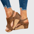 Orthopedic sandals for women with cushioned insole and adjustable buckle wedge