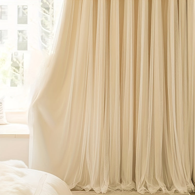 2 piece blackout curtains French princess style with hooks and rings for bedroom