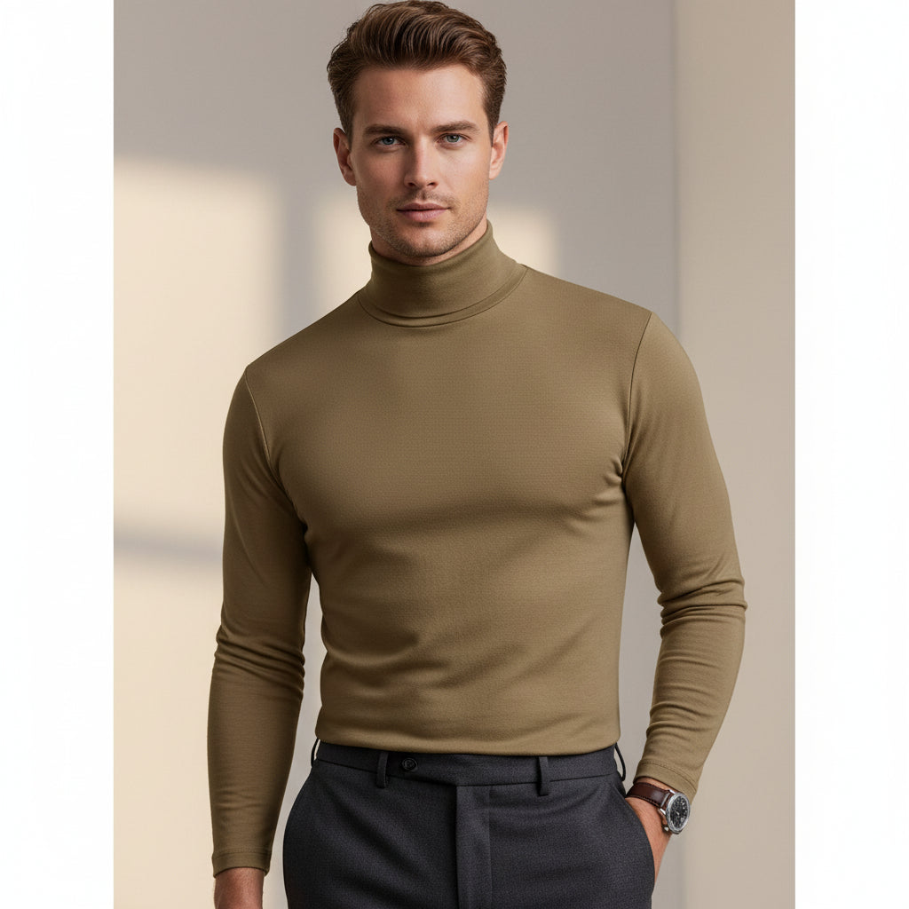 Men's Polyester Turtleneck Sweater Slim Fit Casual