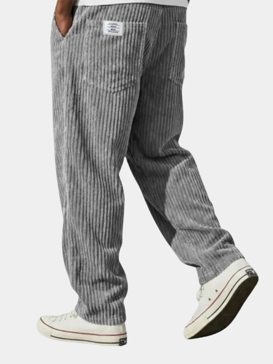 Men's corduroy drawstring trousers relaxed fit all-season smart casual